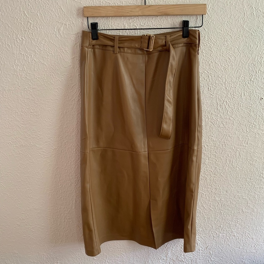 Marc New York Vegan Leather Midi Skirt Camel color